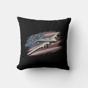 A-10 Thunderbolt 2 Warthog Plane American US FLAG  Throw Pillow