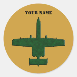 A-10 Warthog Silhouette Green Camo Airplane Classic Round Sticker