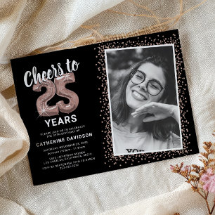 À 25 ans, félicitations Rose Gold Invitation d'ann