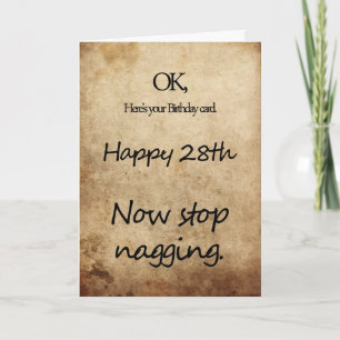 A 28th birthday for a nag card