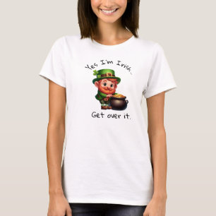 A 3D Rendered Leprechaun with a Custom Caption T-Shirt