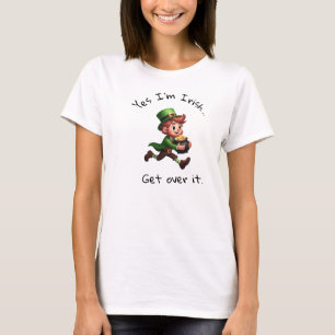 A 3D Rendered Leprechaun with a Custom Caption T-Shirt