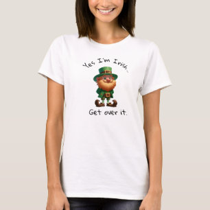 A 3D Rendered Leprechaun with a Custom Caption T-Shirt