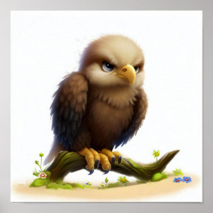 A 3D Rendered Watercolor Image of a Bald Eagle Poster