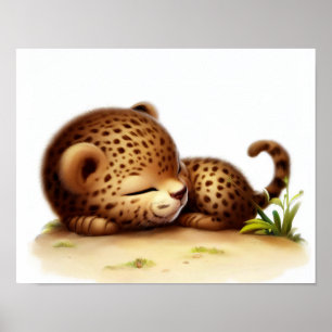 A 3D Rendered Watercolor Image of a Cheetah Poster