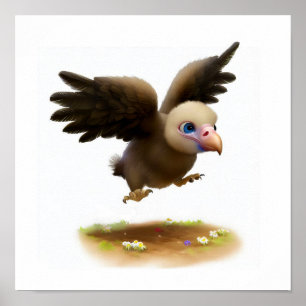 A 3D Rendered Watercolor Image of a Condor  Poster