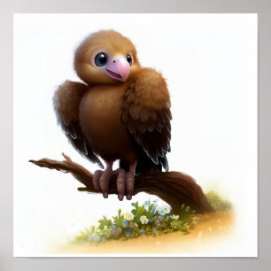 A 3D Rendered Watercolor Image of a Condor  Poster