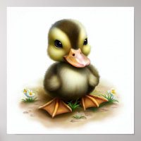 A 3D Rendered Watercolor Painting of a Cute Duck