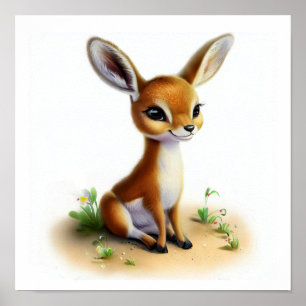 A 3D Watercolor Painting of a Cute Gazelle Poster