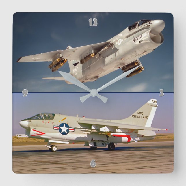 A-7 CORSAIR II SQUARE WALL CLOCK (Front)