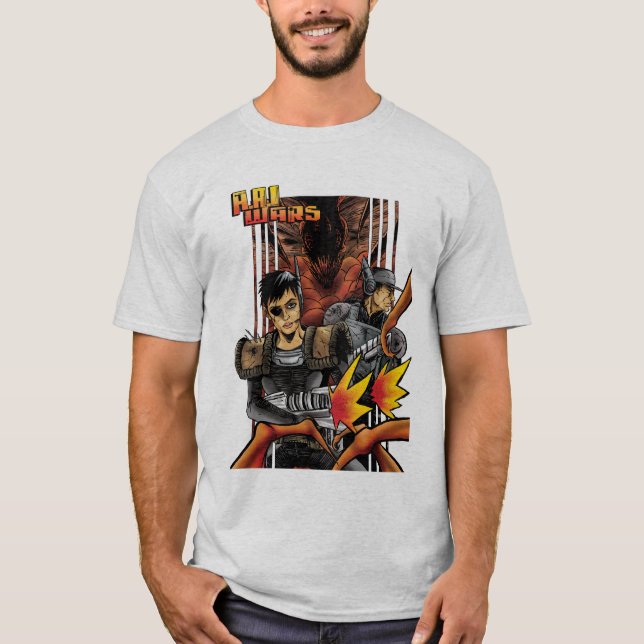 A.A.I. Wars image ash grey t-shirt (Front)