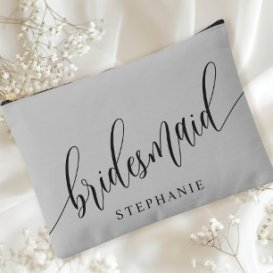 À Accessoires Douce pochette gris pour demoiselle d'honneur avec