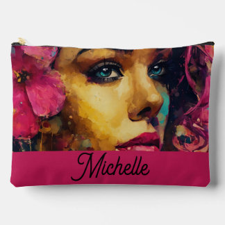 À Accessoires Hébiscus rose gras et pochette d'accessoires pour