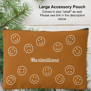 À Accessoires Joyeux visages sur Boho Brown - LARGE pochette d'a