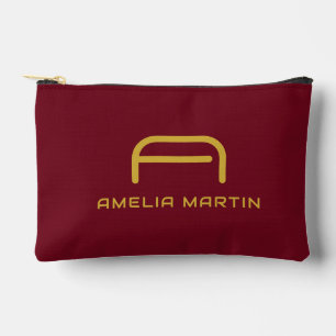 À Accessoires Luxueux Pochette Monogramme Initiale Or Rouge Bour