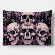 Pochette Accessoire Crâne Gothique & Fleur