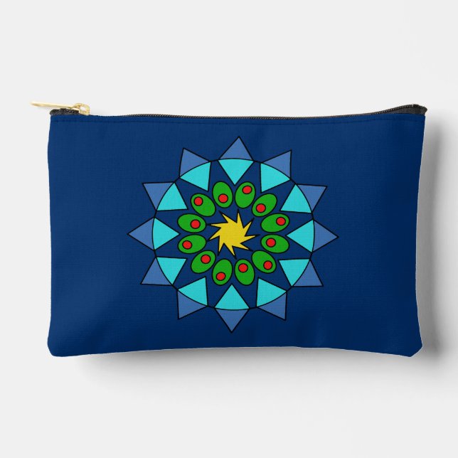 À Accessoires Pochette d'accessoires - Mandala bleu et vert (Recto)
