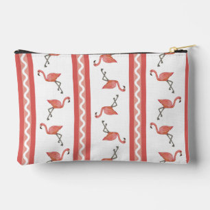 À Accessoires Pochette de Zipper Stripe Flamant rose
