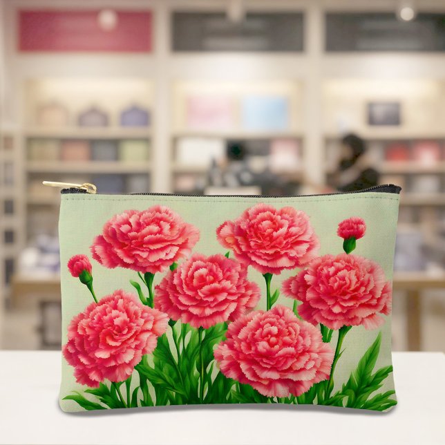 À Accessoires Pochette Œillets Rouges (Pouch with red carnations)