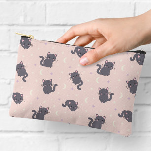 À Accessoires Pochette rose fermeture éclair Chat Gris Mignon