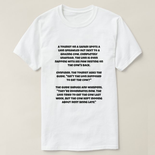 A AI joke about a lion and a cow T-Shirt (Design Front)