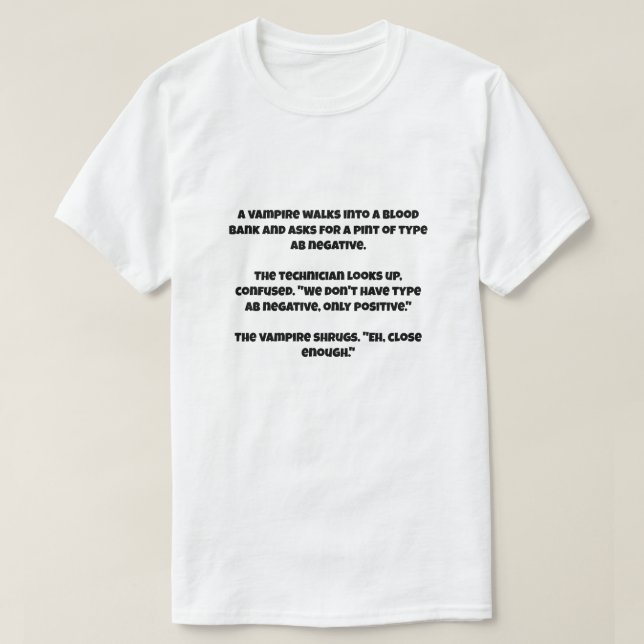 A AI joke about a vampire T-Shirt (Design Front)