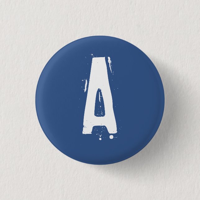 "A" Alphabet Collectable (#2) 1 Inch Round Button (Front)