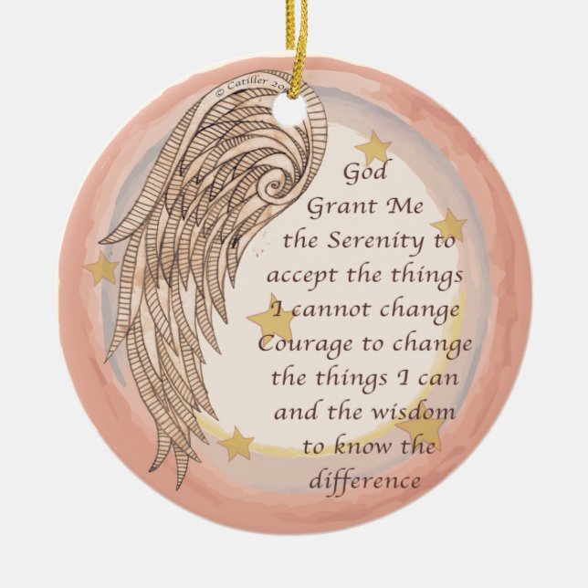 A  Angel Serenity Prayer Ceramic Ornament (Front)