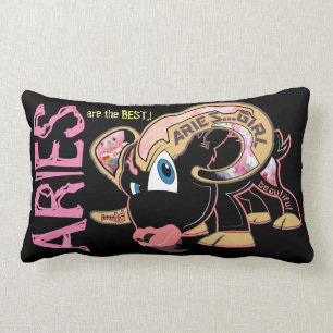 a #ARIES GIRL design by RUDE EYE LAND 1973 Lumbar Pillow
