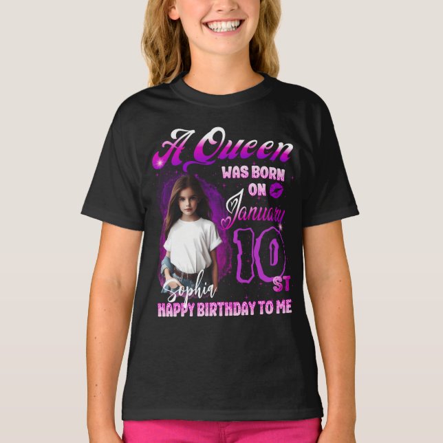 A Aueen was born on January Birthday  T-Shirt (Front)