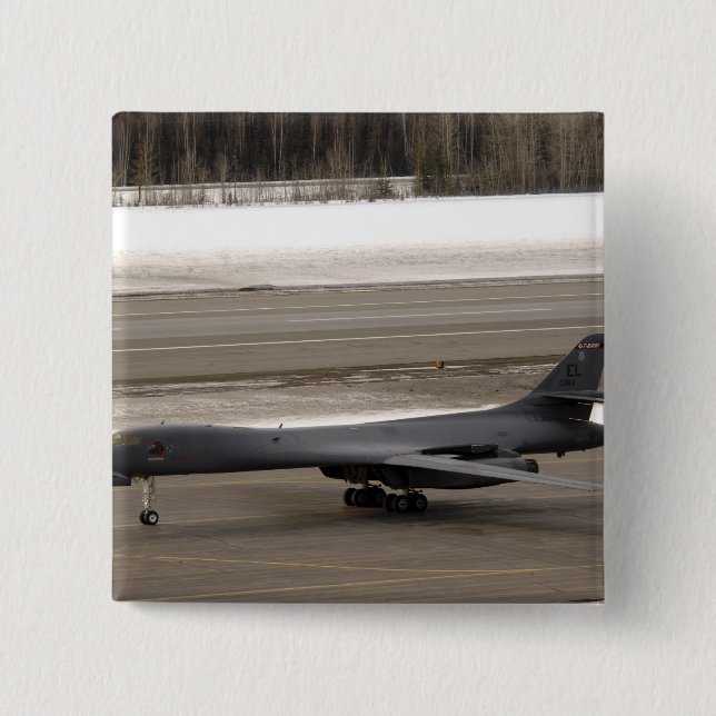 A B-1B Lancer performs a touch and go 2 Inch Square Button (Front)