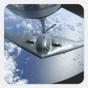 A B-2 Spirit moves into position for refueling Square Sticker