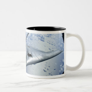 A B-2 Spirit moves into position for refueling Two-Tone Coffee Mug