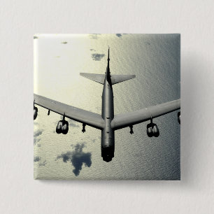 A B-52 Stratofortress in flight 2 Inch Square Button