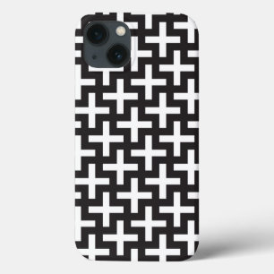 A b&w patterns made with 'plus' sign iPhone 13 case