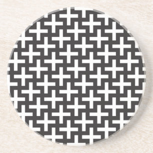 A b&w patterns made with 'plus' sign coaster