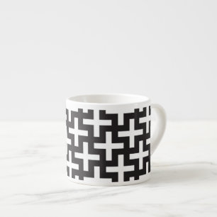 A b&w patterns made with 'plus' sign espresso cup