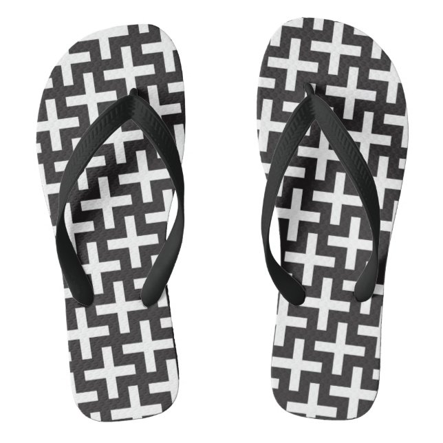 A b&w patterns made with 'plus' sign flip flops (Footbed)