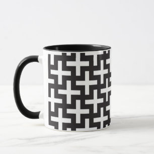 A b&w patterns made with 'plus' sign mug