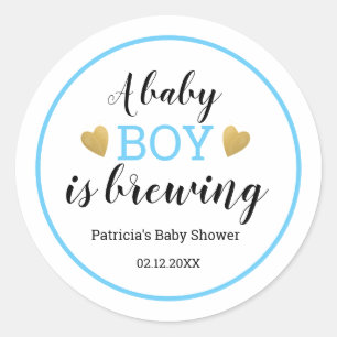 A Baby Boy Is Brewing Baby Shower Thank You Classic Round Sticker