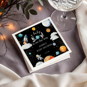 A Baby Boy Is On The Way Space Baby Shower Napkin