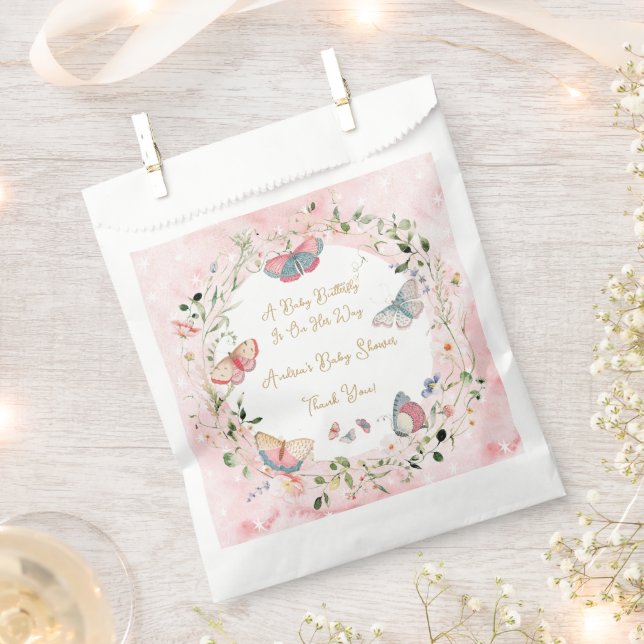 A Baby Butterfly Is On Her Way Baby Shower Favour Bag (Clipped)