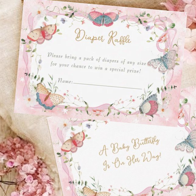 A Baby Butterfly Is On Her Way Diaper Raffle Enclosure Card (Creator Uploaded)