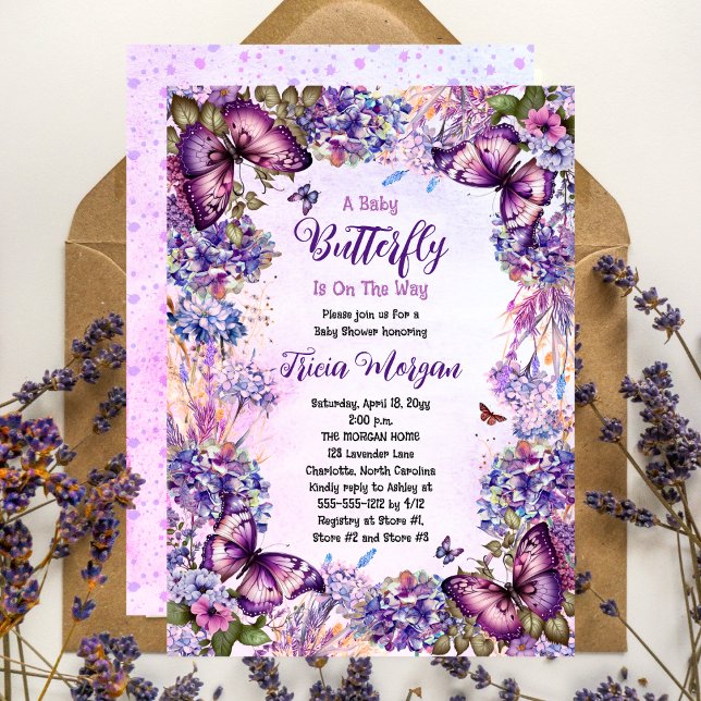 A Baby Butterfly Is On The Way Girl Baby Shower Invitation (A Baby Butterfly Is On The Way Girl Baby Shower Invitation)