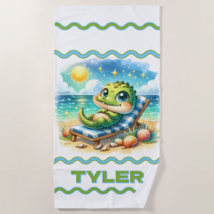 A Baby Croc’s Sunny Escape Personalized Beach Towel