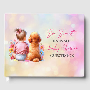 A Baby Girl and her Dog Baby Shower Personalized Guest Book
