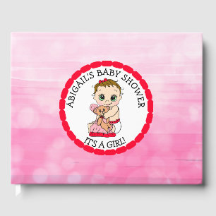 A Baby Girl and her Teddy Bear Baby Shower Guest Book