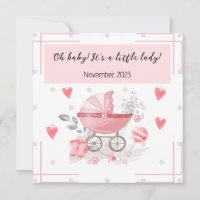 A baby girl stroller & hearts with lovely message
