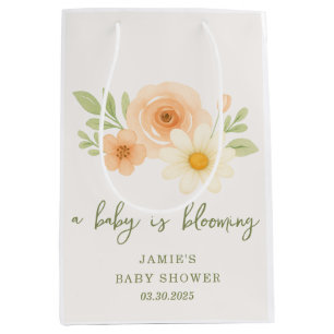 A Baby is Blooming Baby Shower  Medium Gift Bag