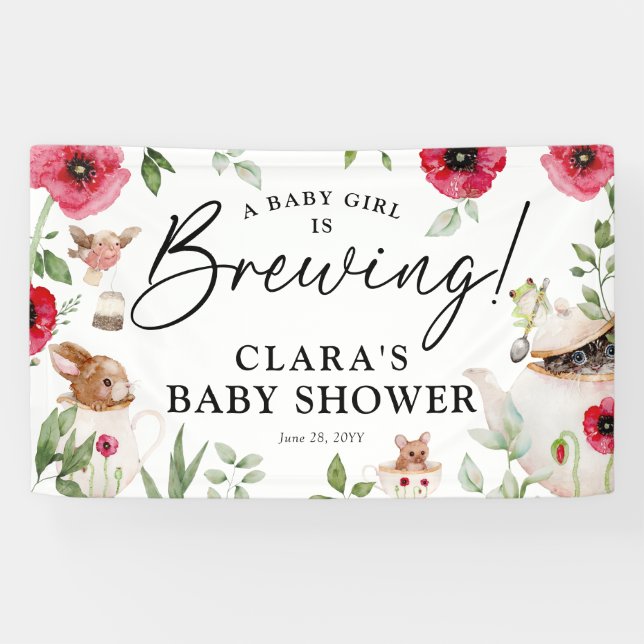 'A Baby is Brewing' Afternoon Tea Baby Shower Banner (Horizontal)